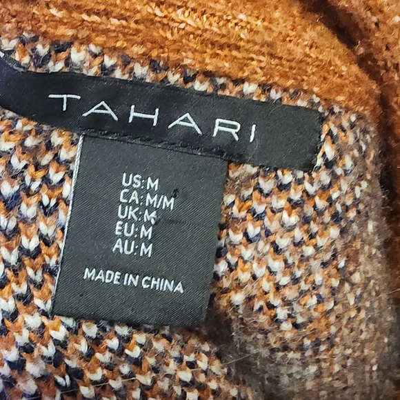 Tahari Women's Southwestern Aztec Chunky Cardian Sweater Open Front Medium - Picture 3 of 5